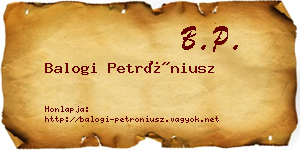Balogi Petróniusz névjegykártya